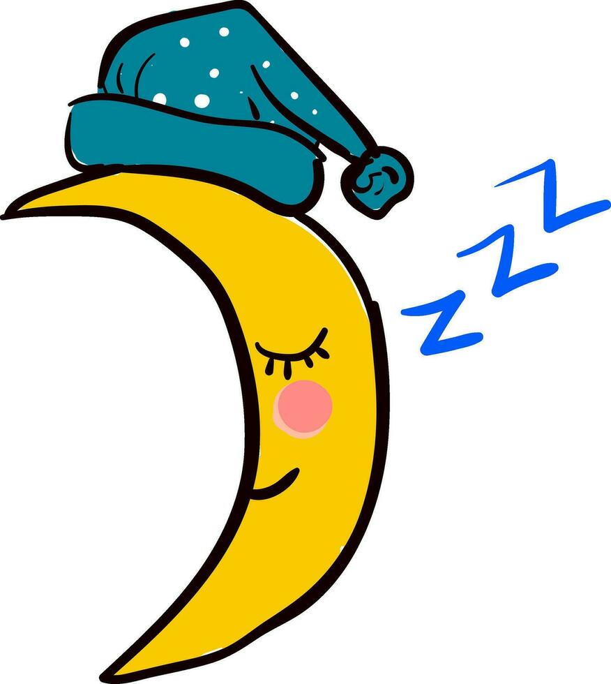 Emoji of the sleeping crescent moon, vector or color illustration