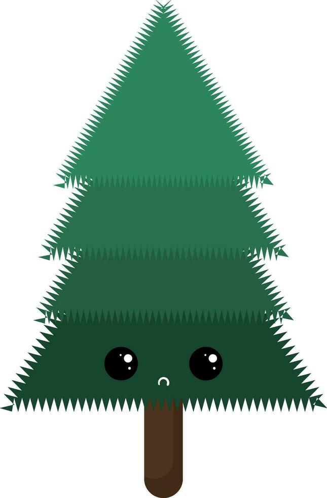 Emoji of the sad spruce tree, vector or color illustration