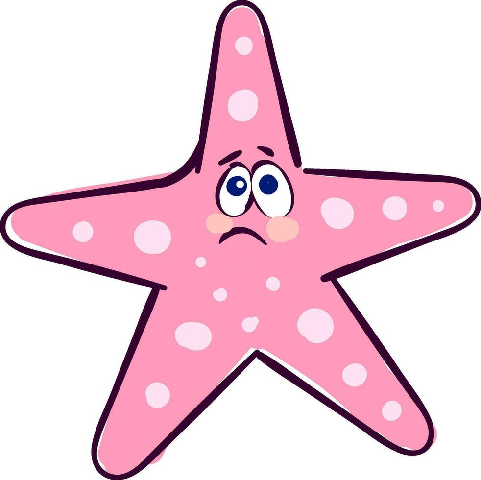 Emoji of the sad starfish, vector or color illustration