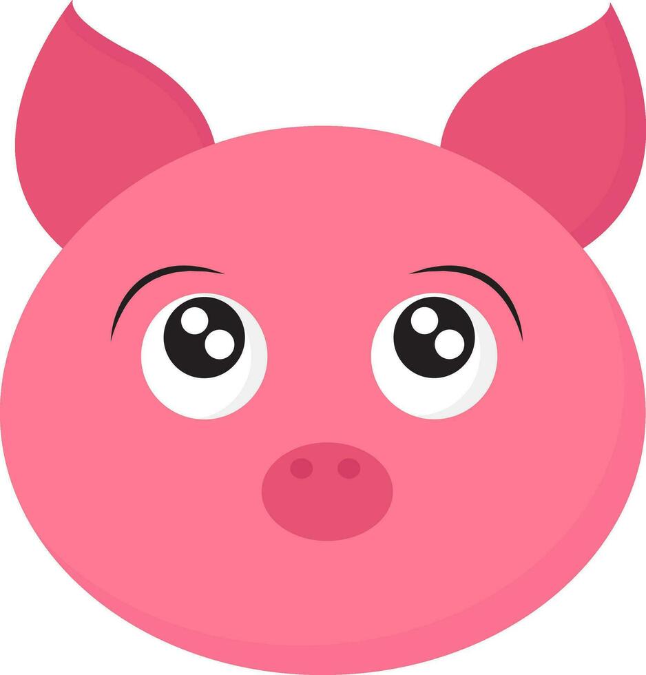 Clipart of the face of a cartoon pig, vector or color illustration