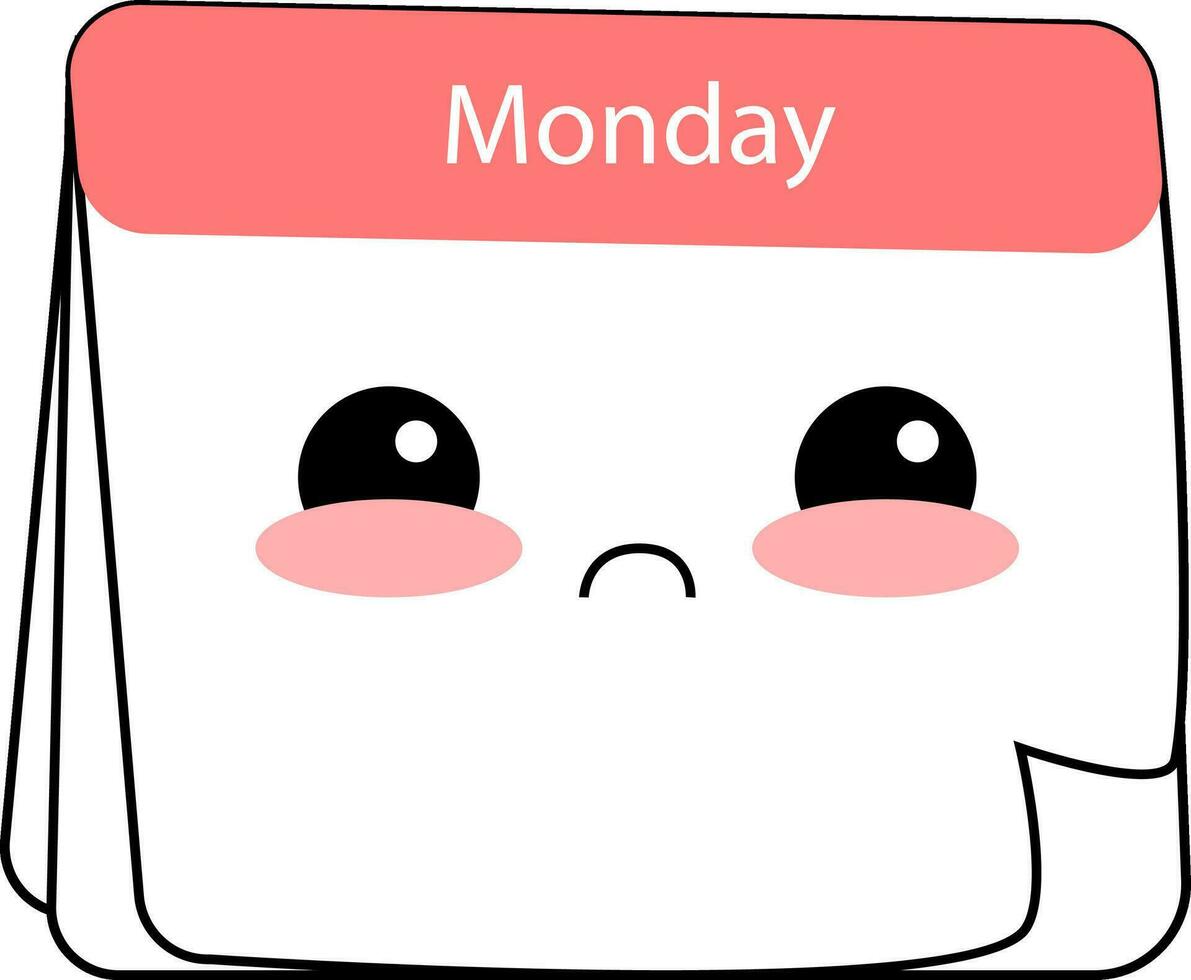 Emoji of the sad Monday, vector or color illustration