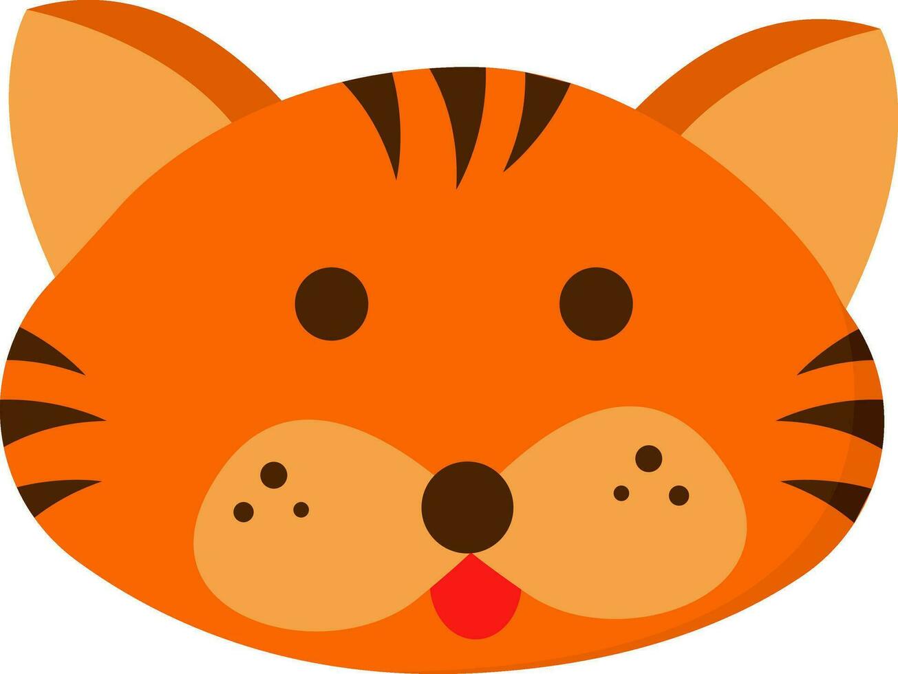 Cartoon picture of the face of a cute tiger, vector or color illustration