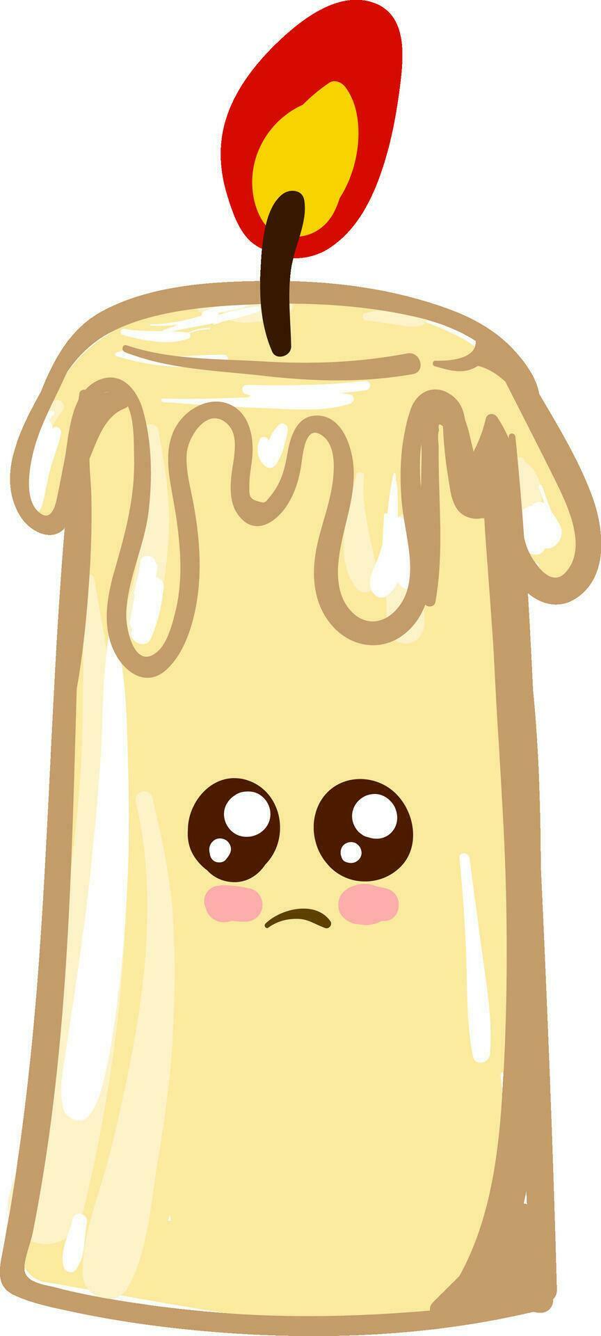 Emoji of a sad brown candle, vector or color illustration 35427916