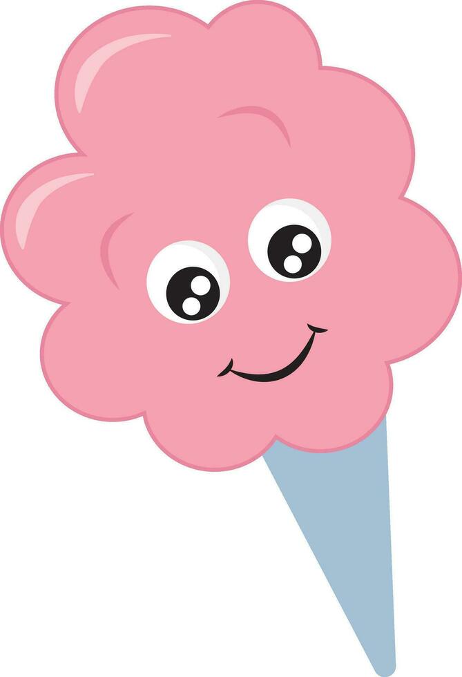 Emoji of the smiling cone ice cream viewed from the front, vector or color illustration