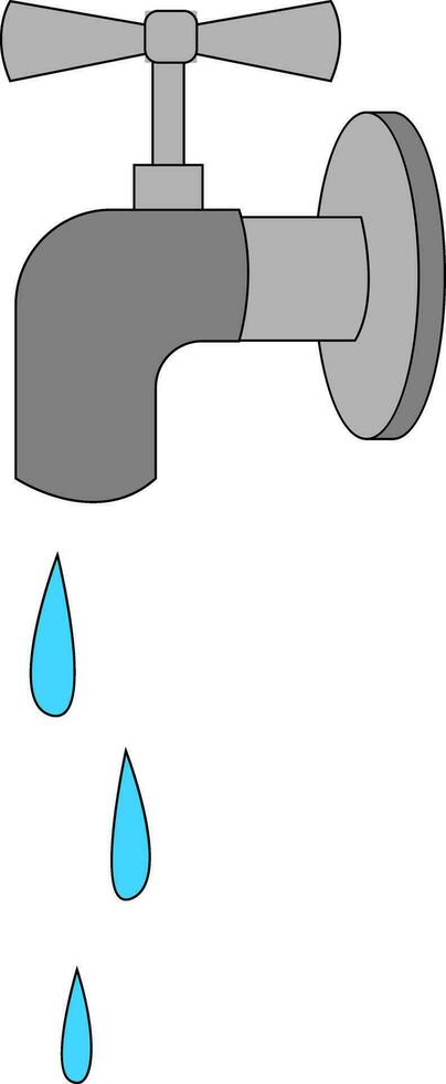 Clipart of water flowing from the tap or faucet, vector or color illustration