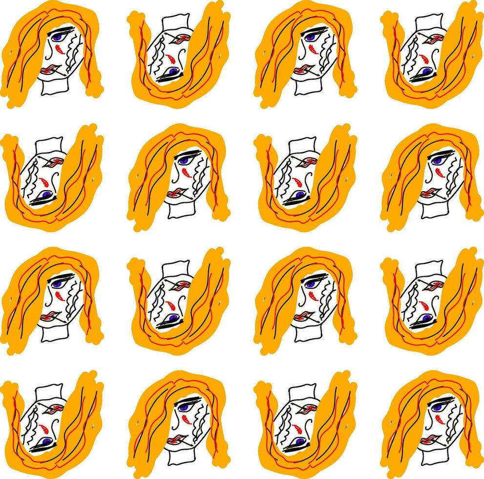 Regular patterns of the smoking woman over white background, vector or color illustration