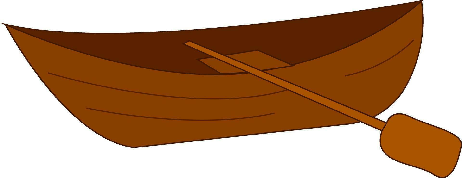Clipart of the brown boat with the row, vector or color illustration