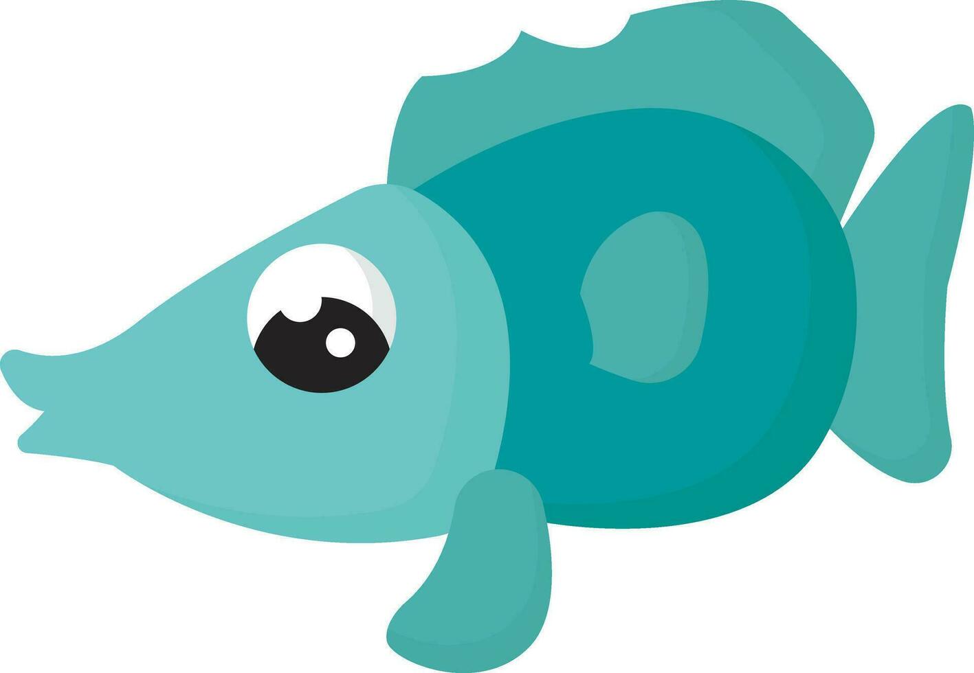 Cute Blue fish , vector or color illustration