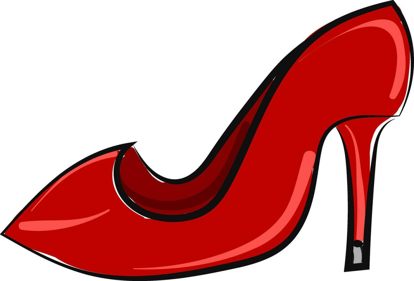 Clipart of a lady's cut shoe with a long heel viewed from the side, vector or color illustration