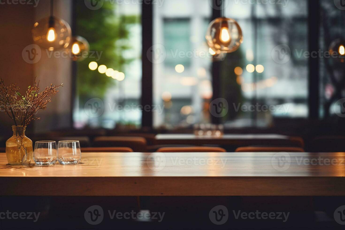 ai generado elegante minimalista mesa ajuste en exclusivo restaurante con suave bokeh antecedentes foto