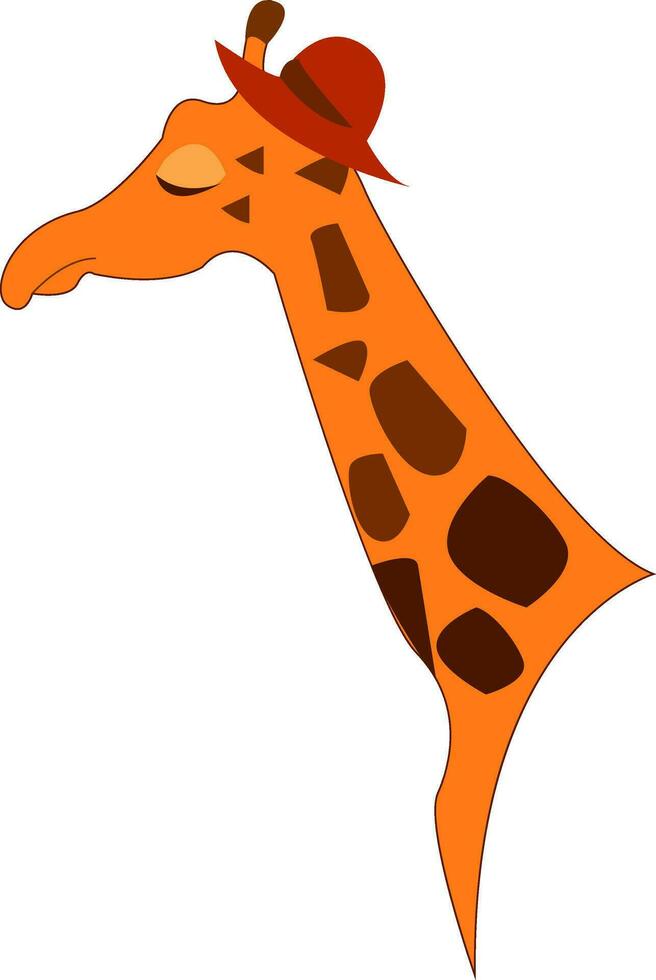 Giraffe with a red hat vector or color illustration