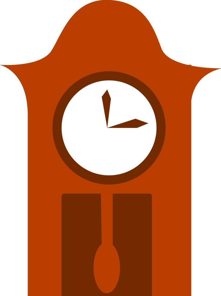 A brown wall clock vector or color illustration