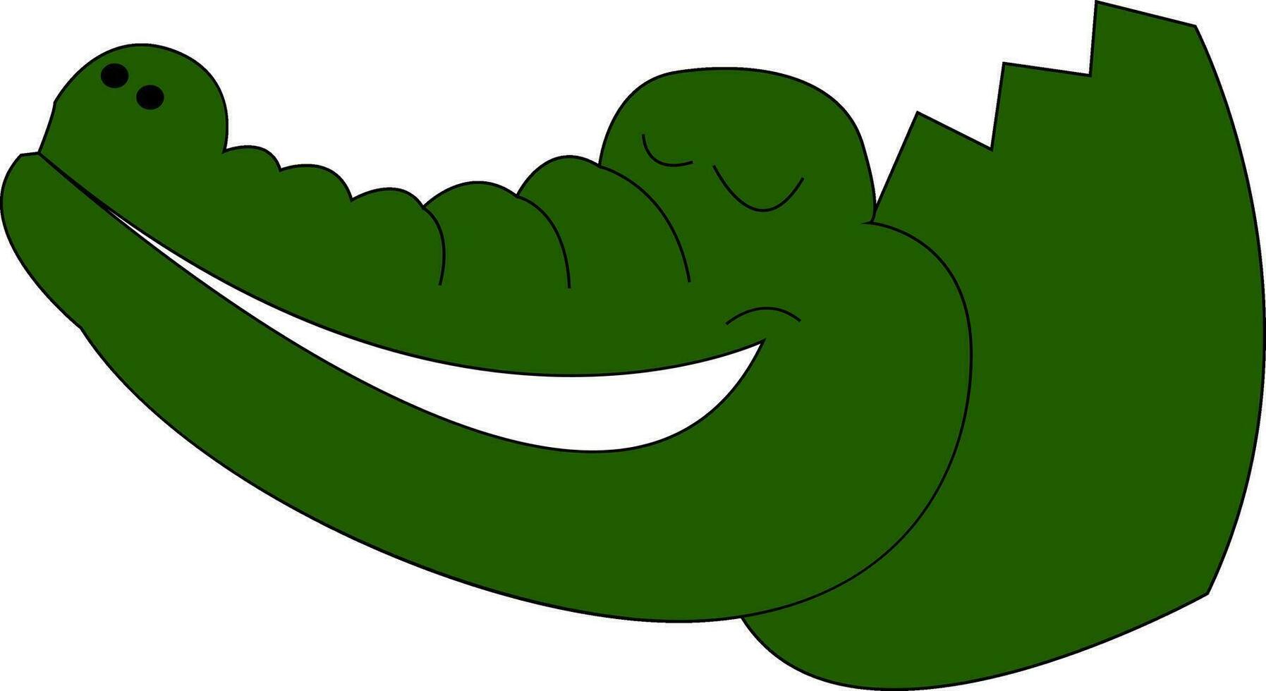 Sleeping green crocodile , vector or color illustration