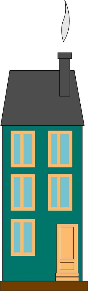 Tall blue building, vector or color illustration