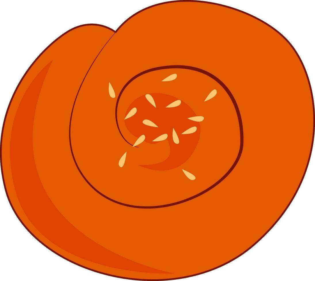 An orange sweet bun, vector or color illustration