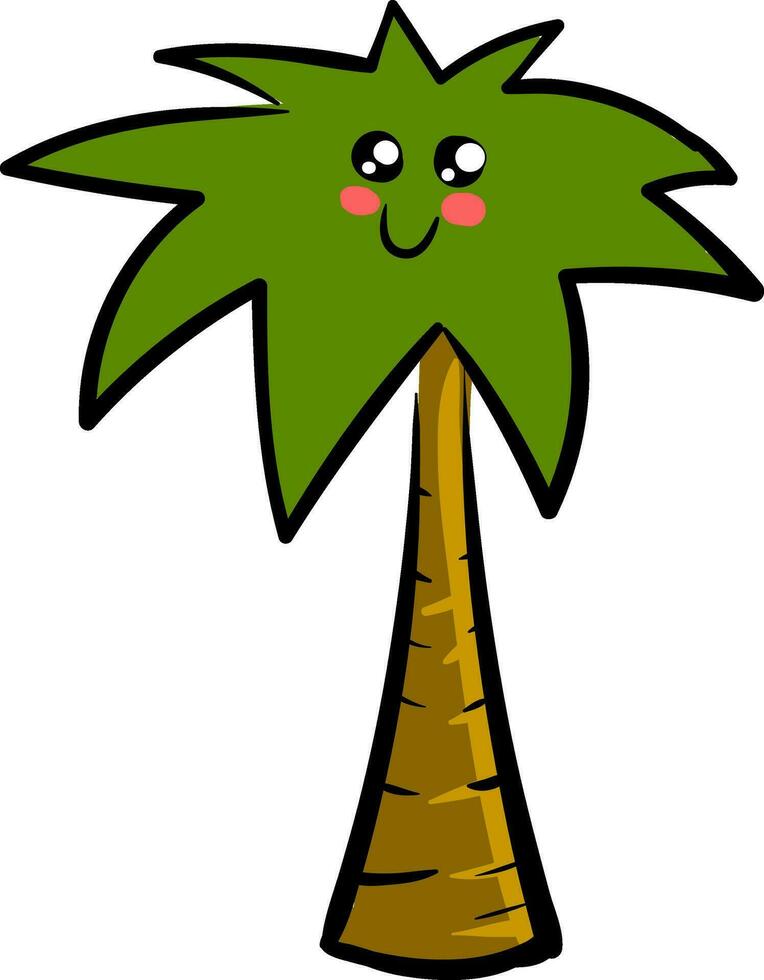 Cute palm tree , vector or color illustration