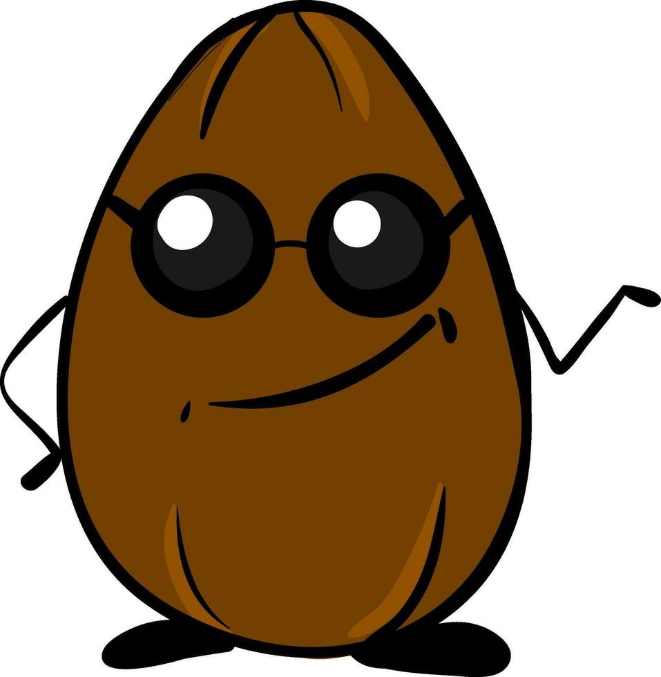 Happy brown nut , vector or color illustration