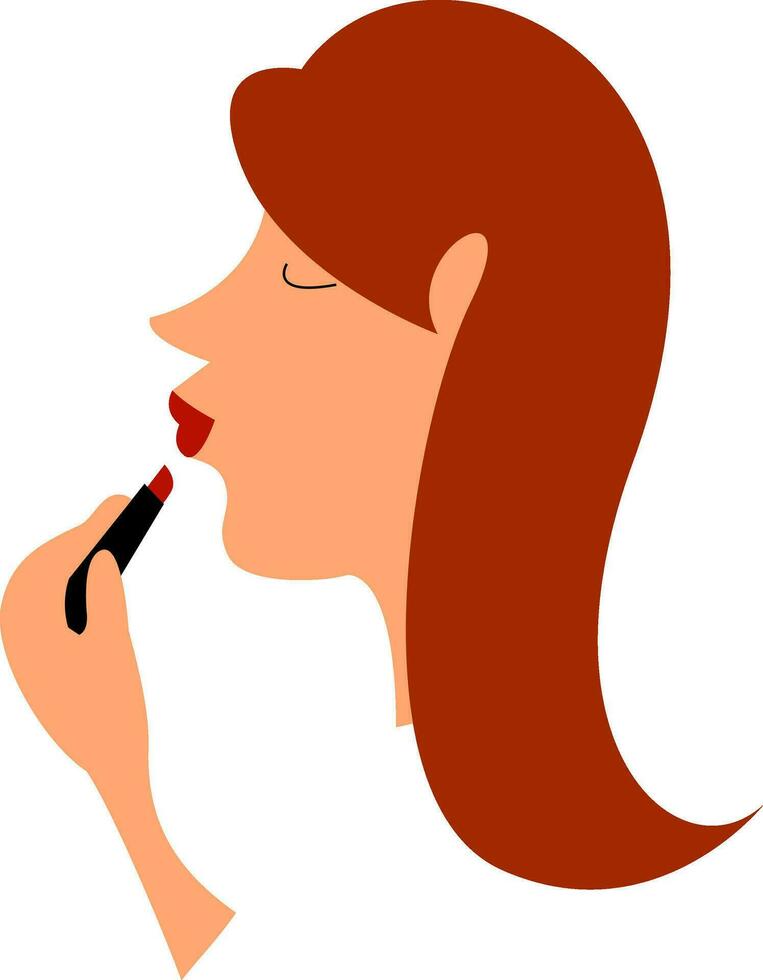 Girl with lipstick , vector or color illustration