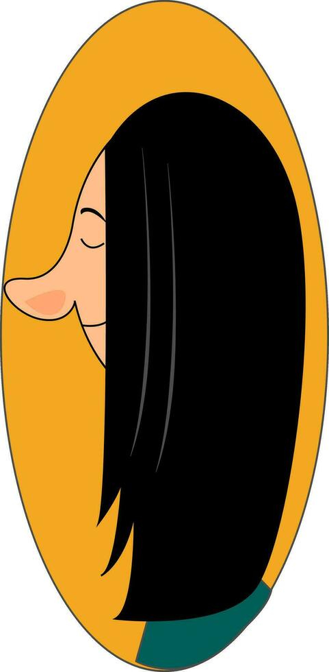 Girl with big nose , vector or color illustration