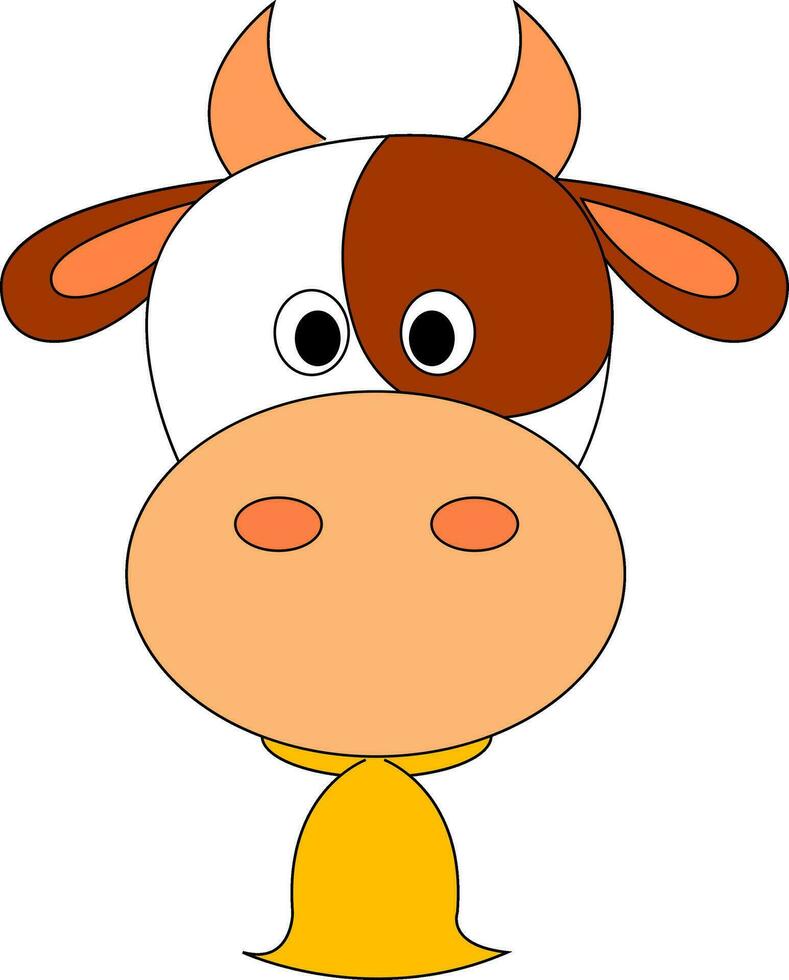 Cow with bell , vector or color illustration