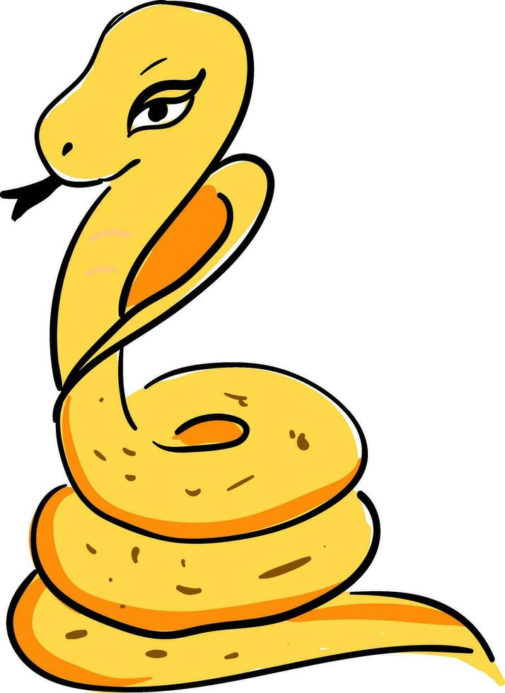 Snake with beautiful eyes , vector or color illustration