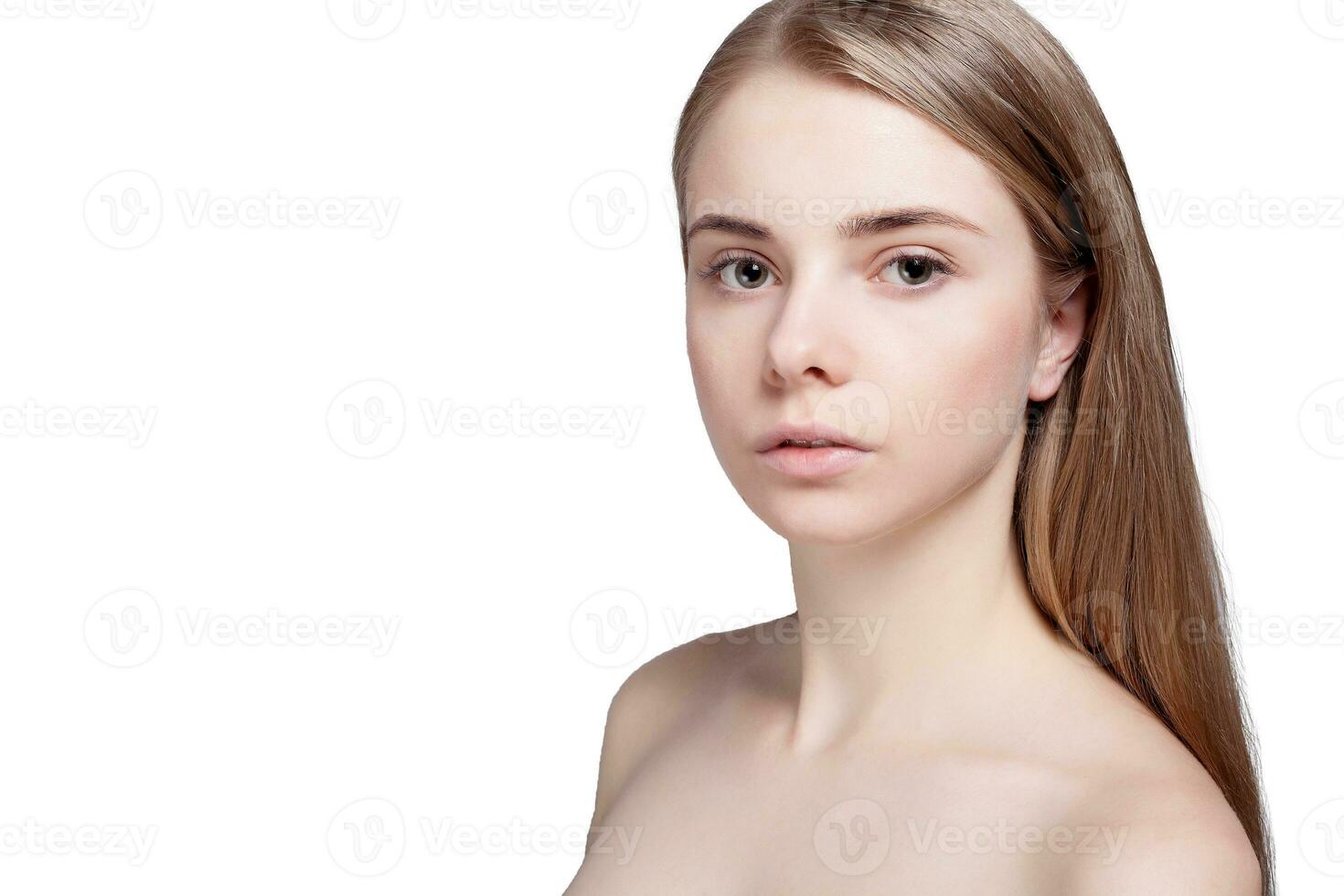 Beautiful  Woman Clean Fresh Skin close up photo