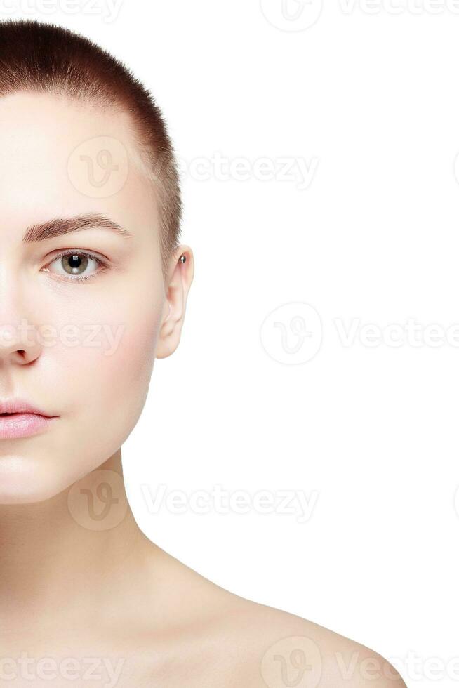 Beautiful Face Young Woman Clean Fresh Skin close up photo