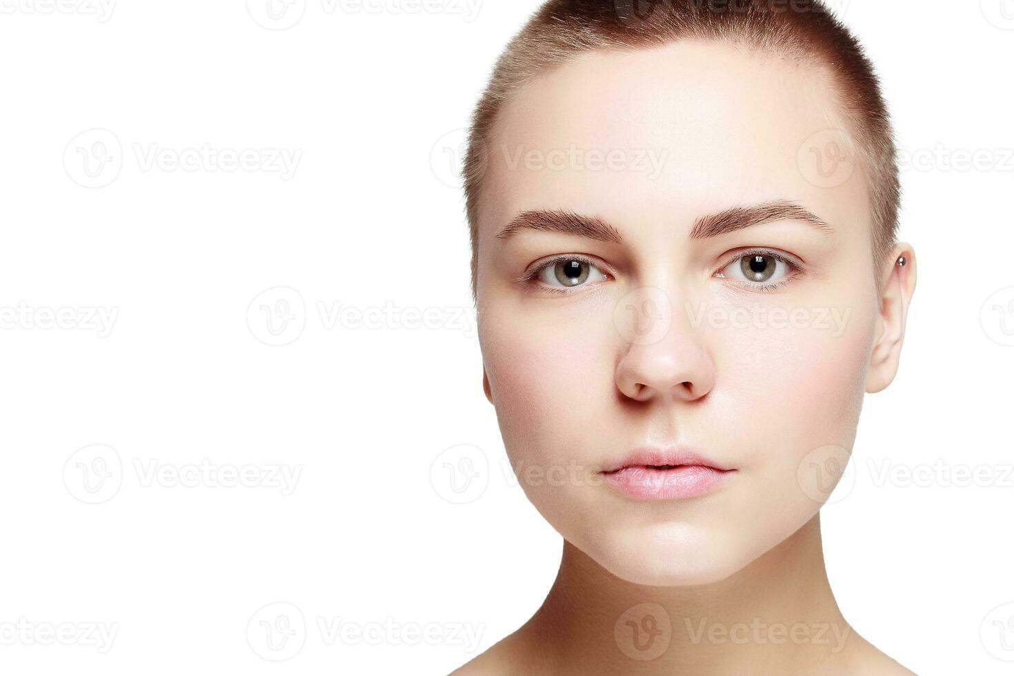 Beautiful Face Young Woman Clean Fresh Skin close up photo