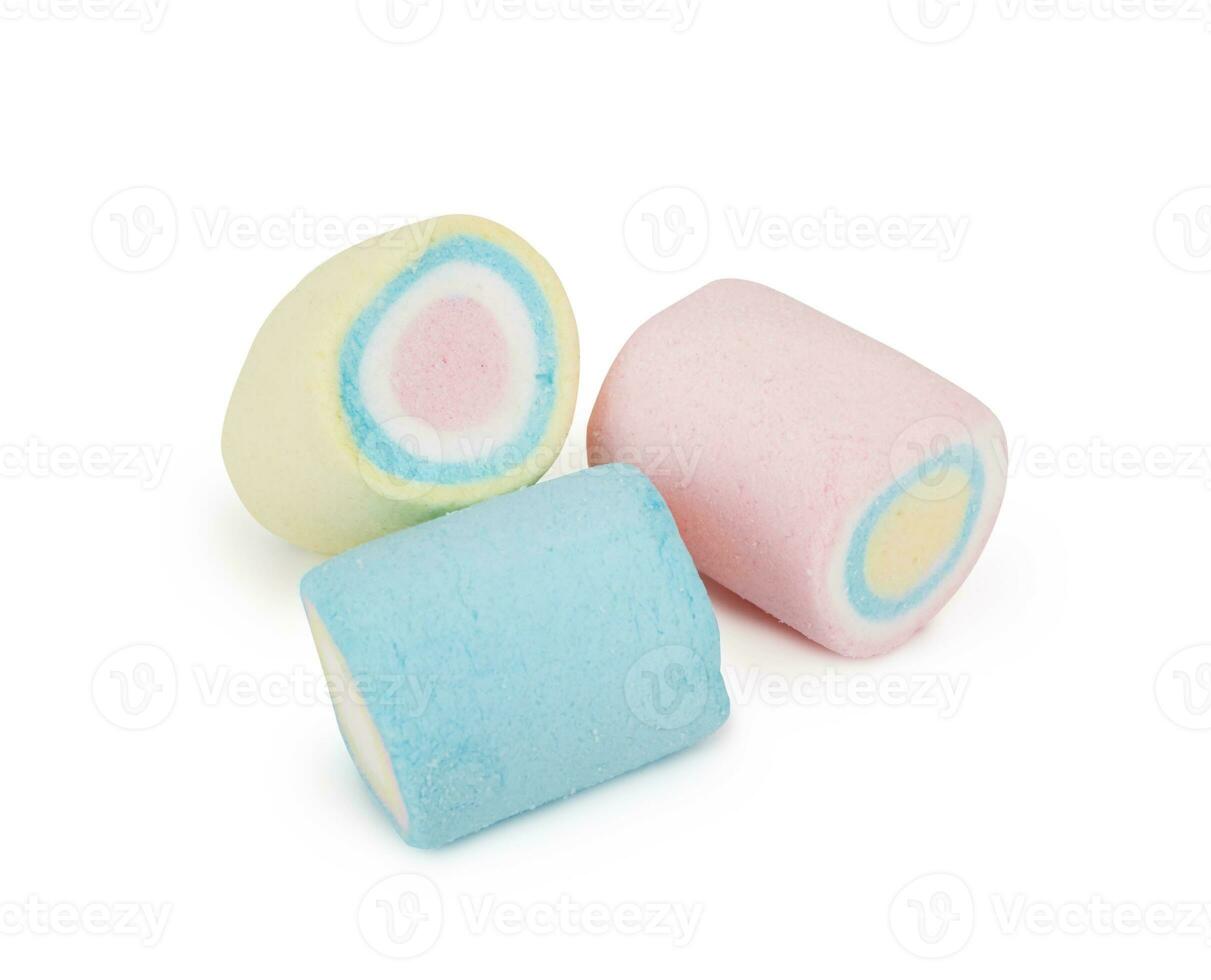 Marshmallows of different colors isolated photo
