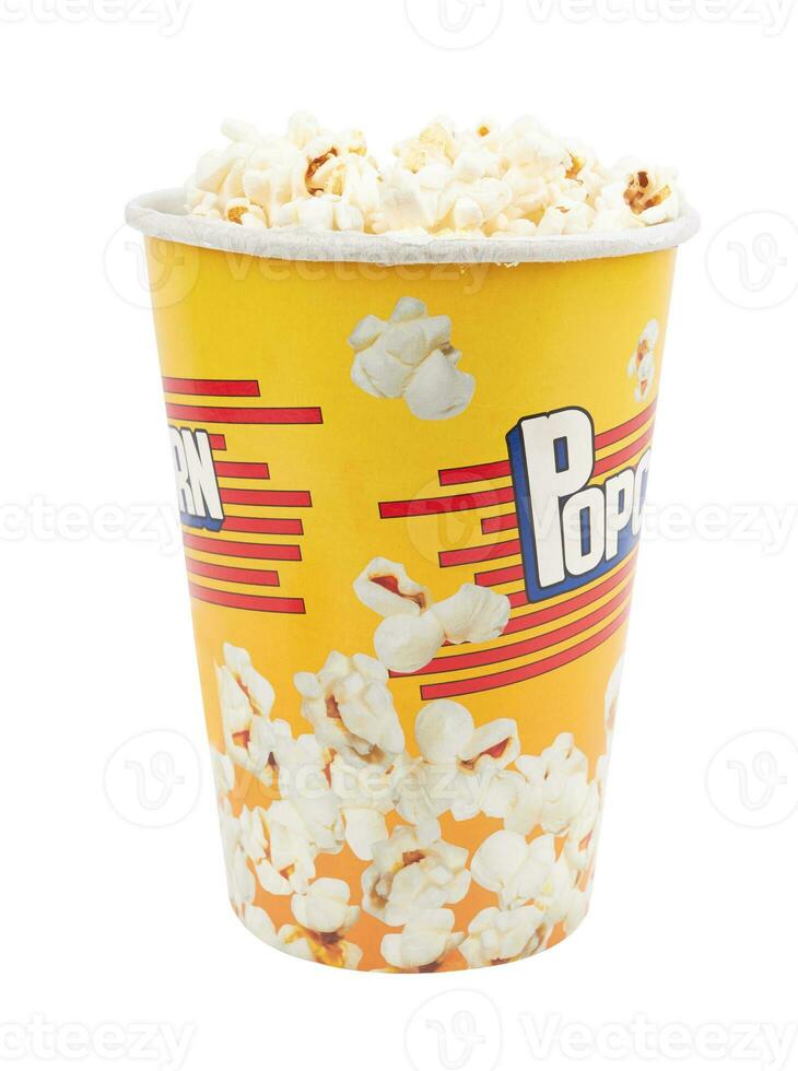 Popcorn in yellow bucket photo