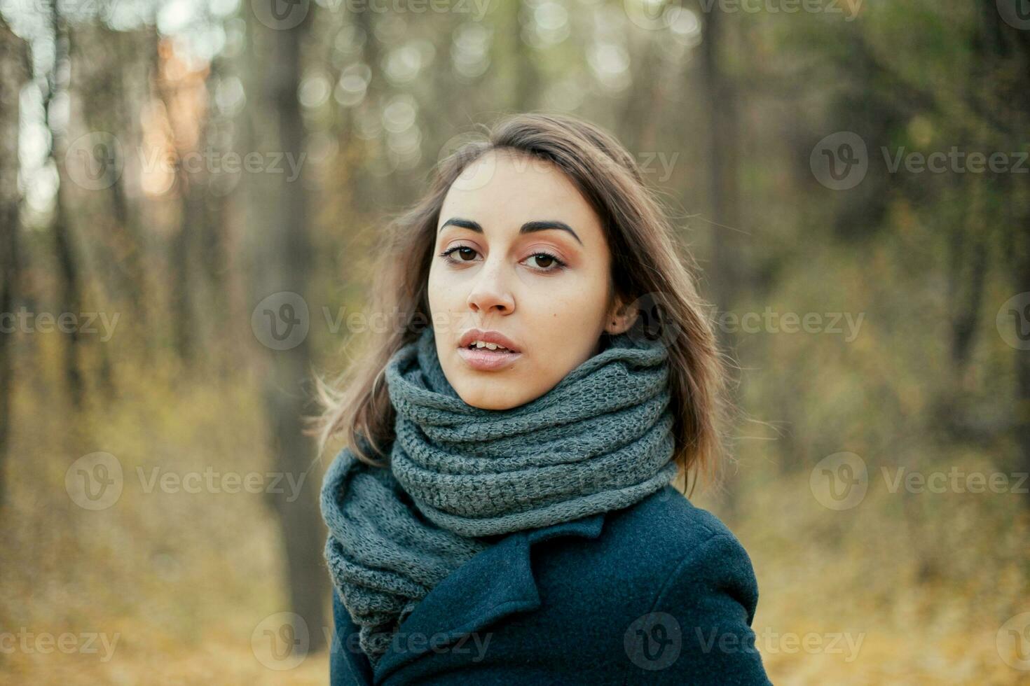 Woman in autumn coat photo