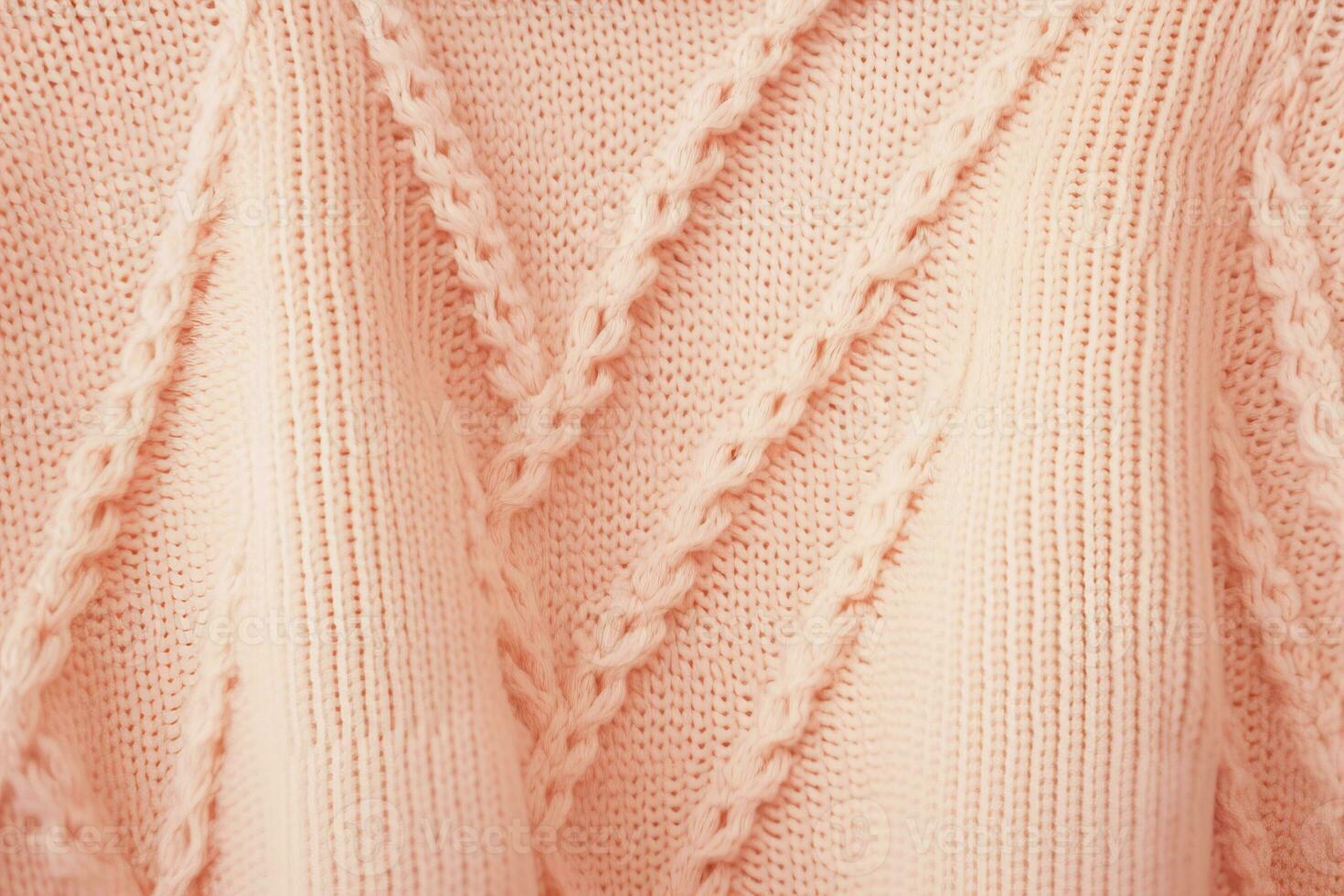 AI generated soft knitted sweater fabric in color of the year 2024 peach fuzz photo