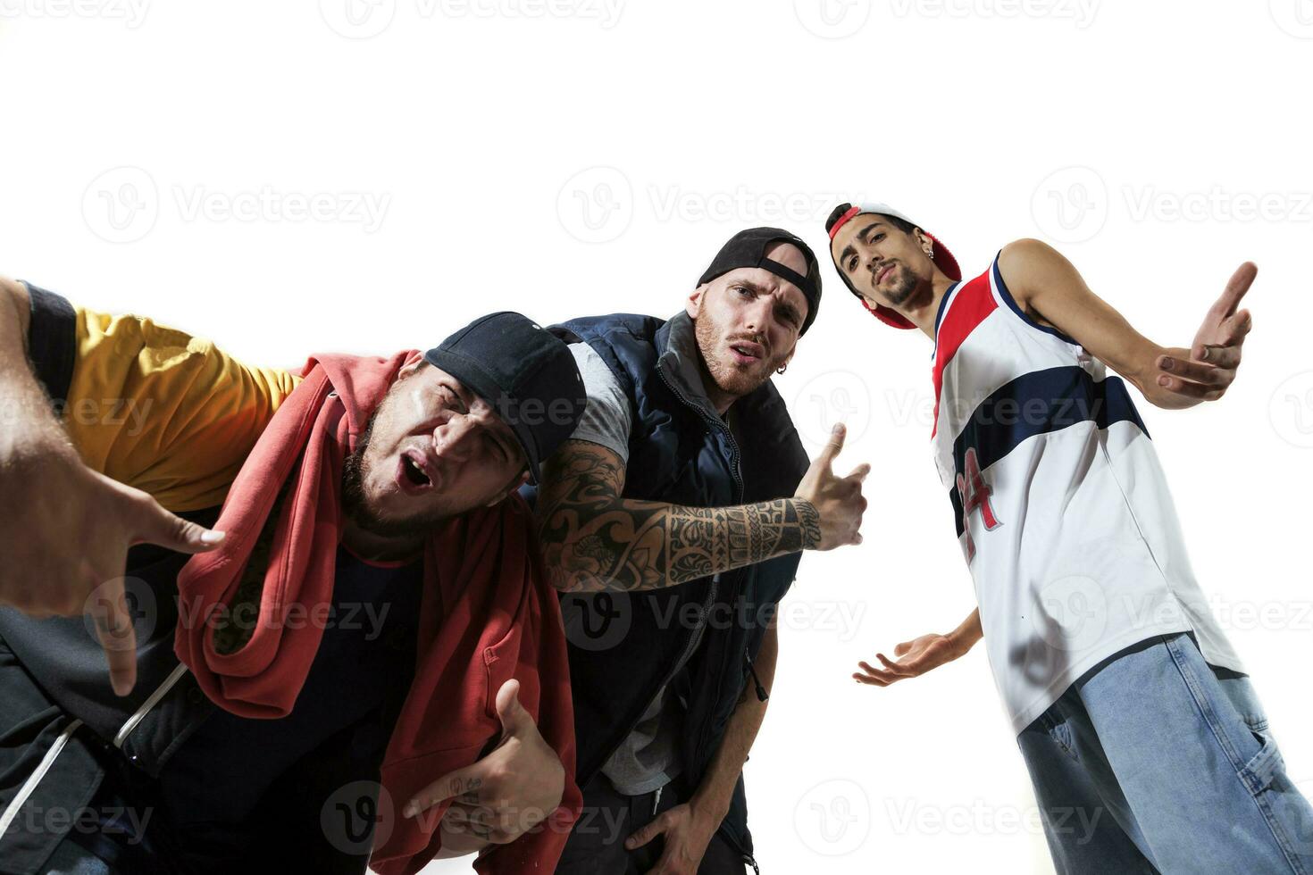 group of three rappers posing in the photographic studio photo