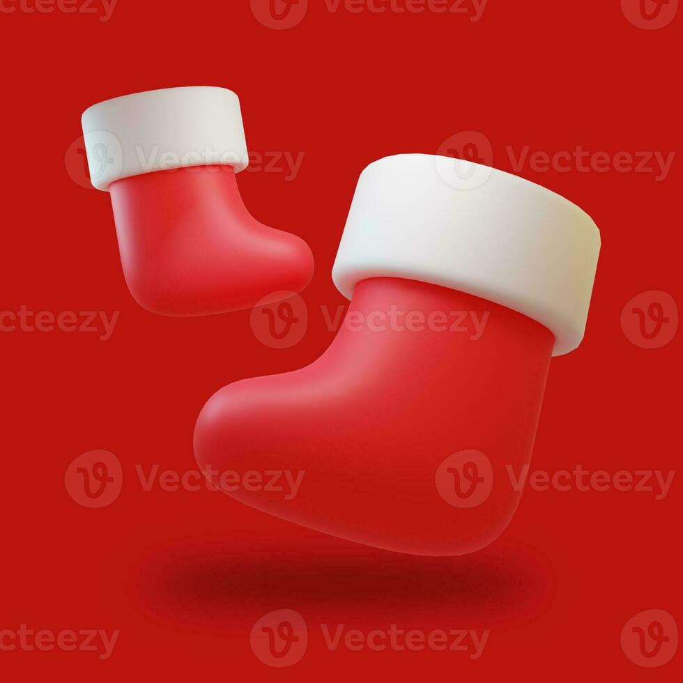 Christmas socks icon 3D render illustration photo