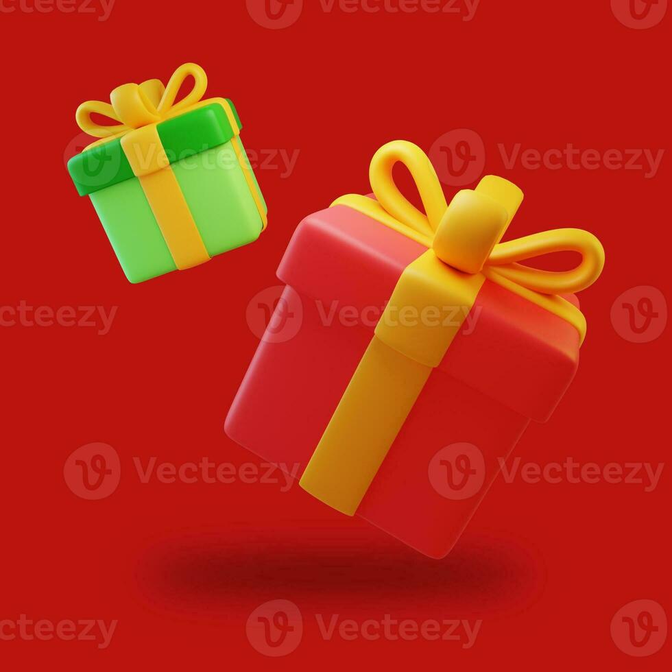 Christmas gift icon 3D render illustration photo