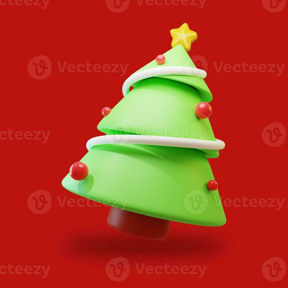 Christmas tree icon 3D render illustration photo