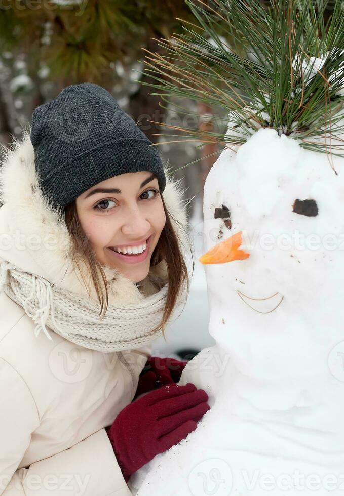 beauty girl on the winter background photo