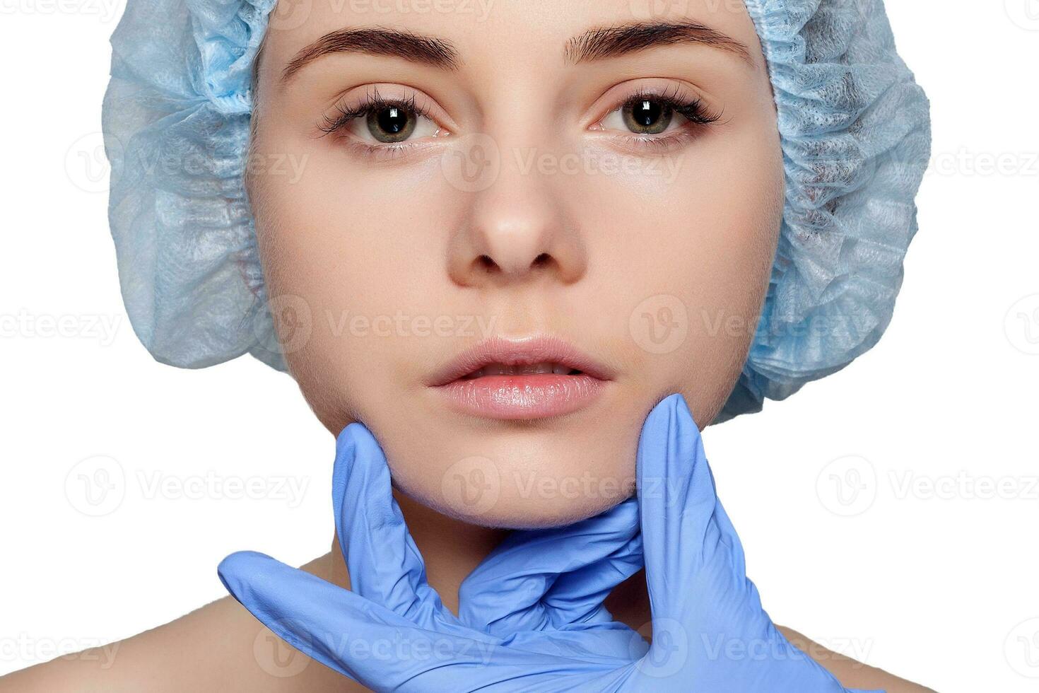 Beauty Woman face surgery close up portrait photo