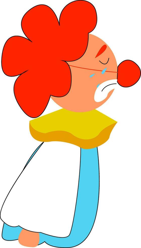 Sad clown, vector or color illustration.