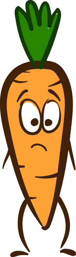 Sad carrot, vector or color illustration.