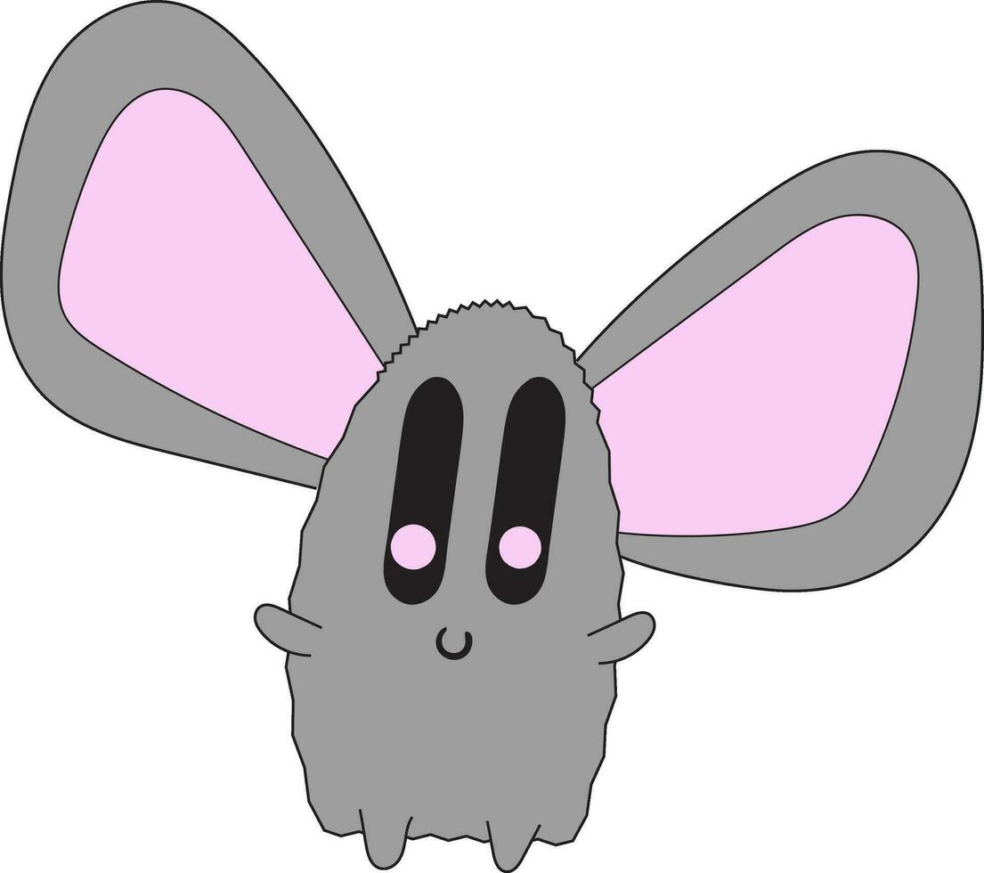 Strange creature with huge ears, vector or color illustration.
