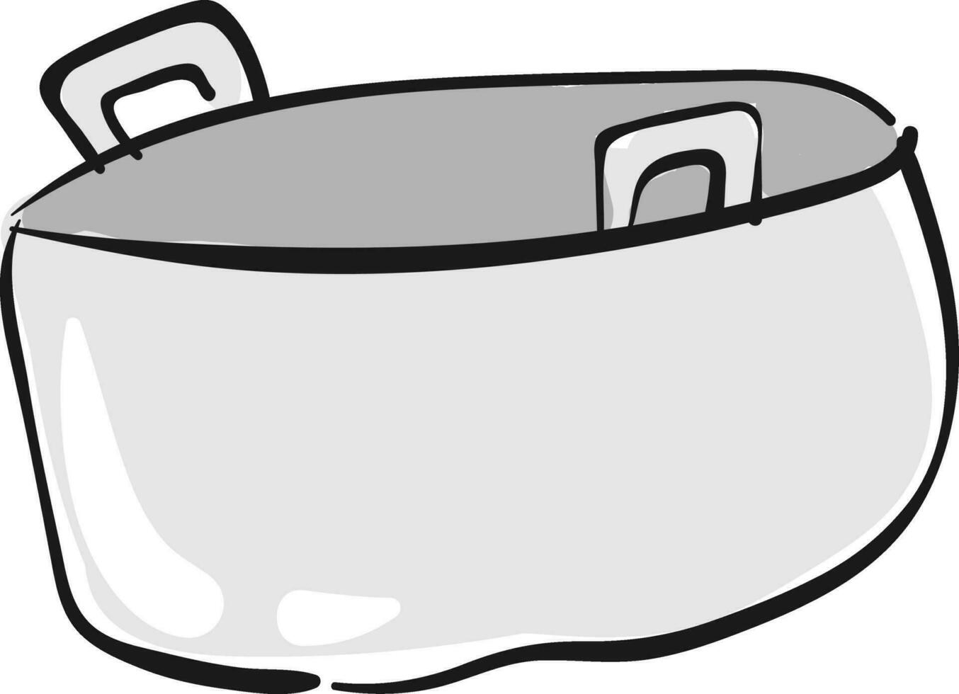 White saucepan, vector or color illustration.