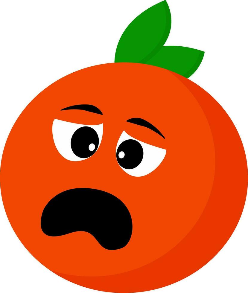 Scared orange, vector or color illustration.