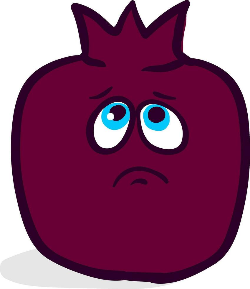 Sad pomegranate, vector or color illustration.