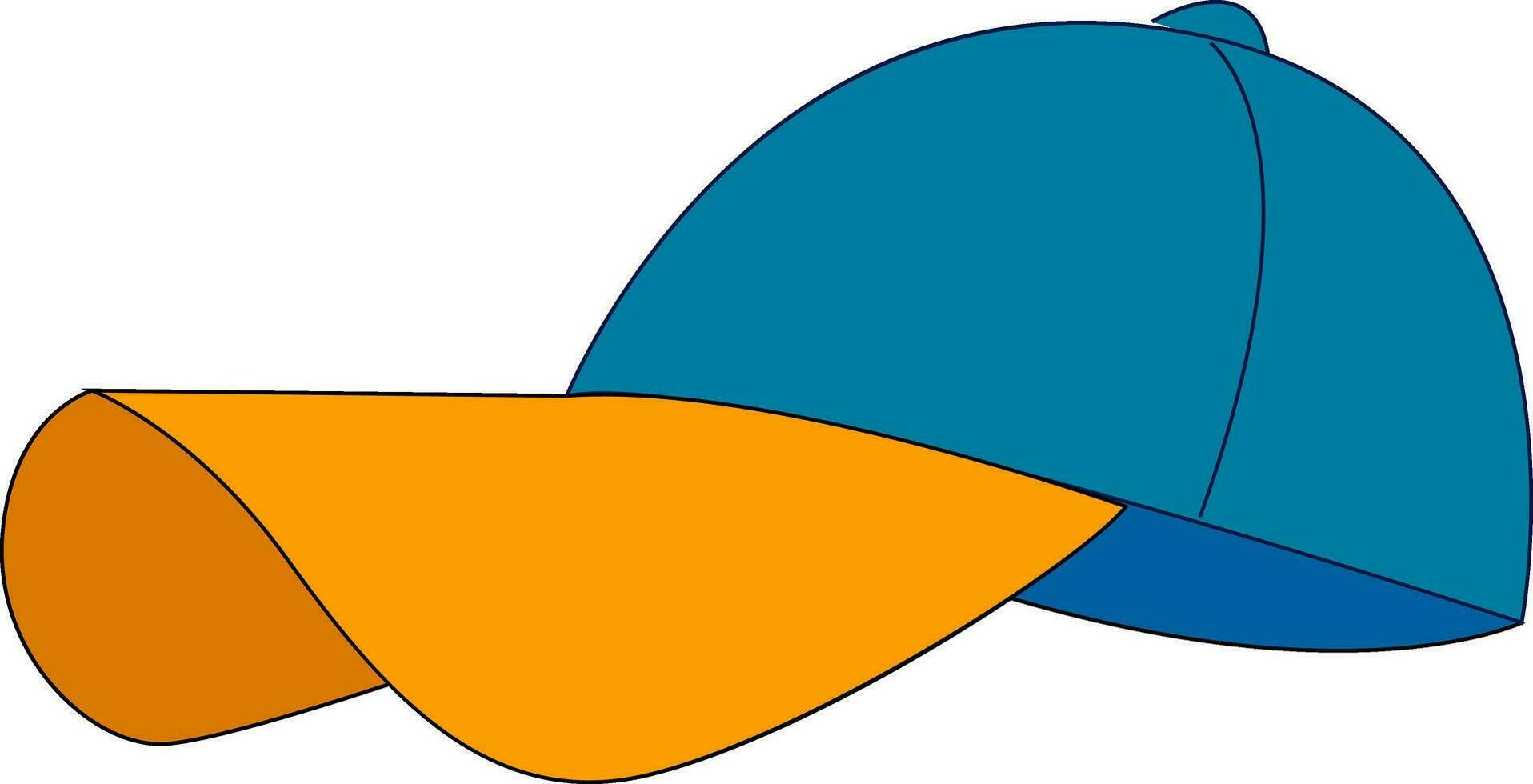 A blue yellow basket ball cap , vector or color illustration.