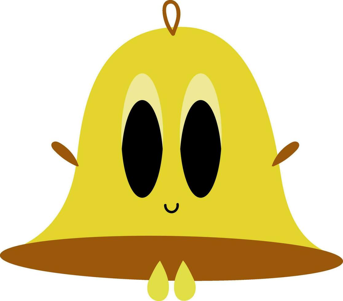 un sonriente amarillo campana , vector o color ilustración.