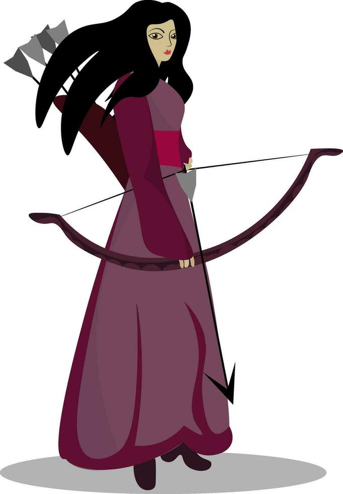 An archer girl , vector or color illustration