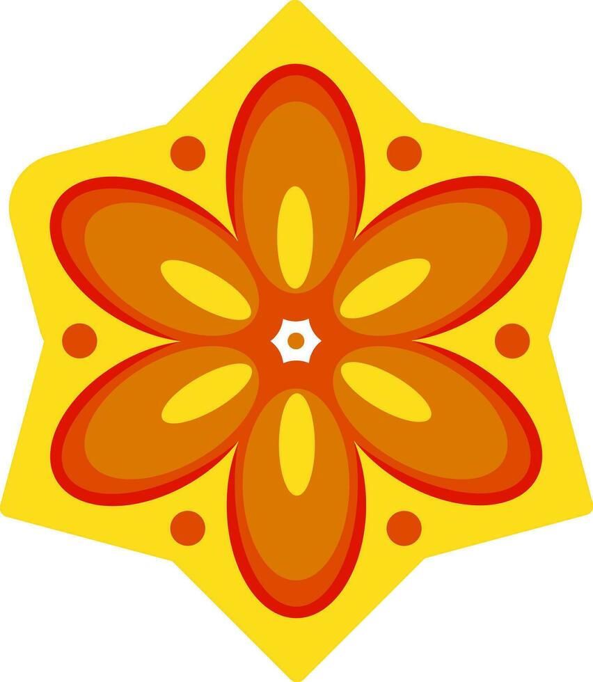 A yellow color flower and orange petal, vector or color illustration.