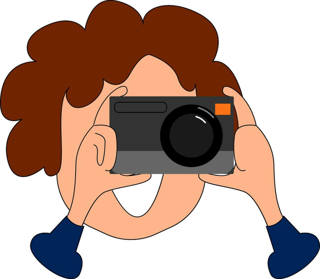 fotógrafo haciendo clic fotos, vector o color ilustración.