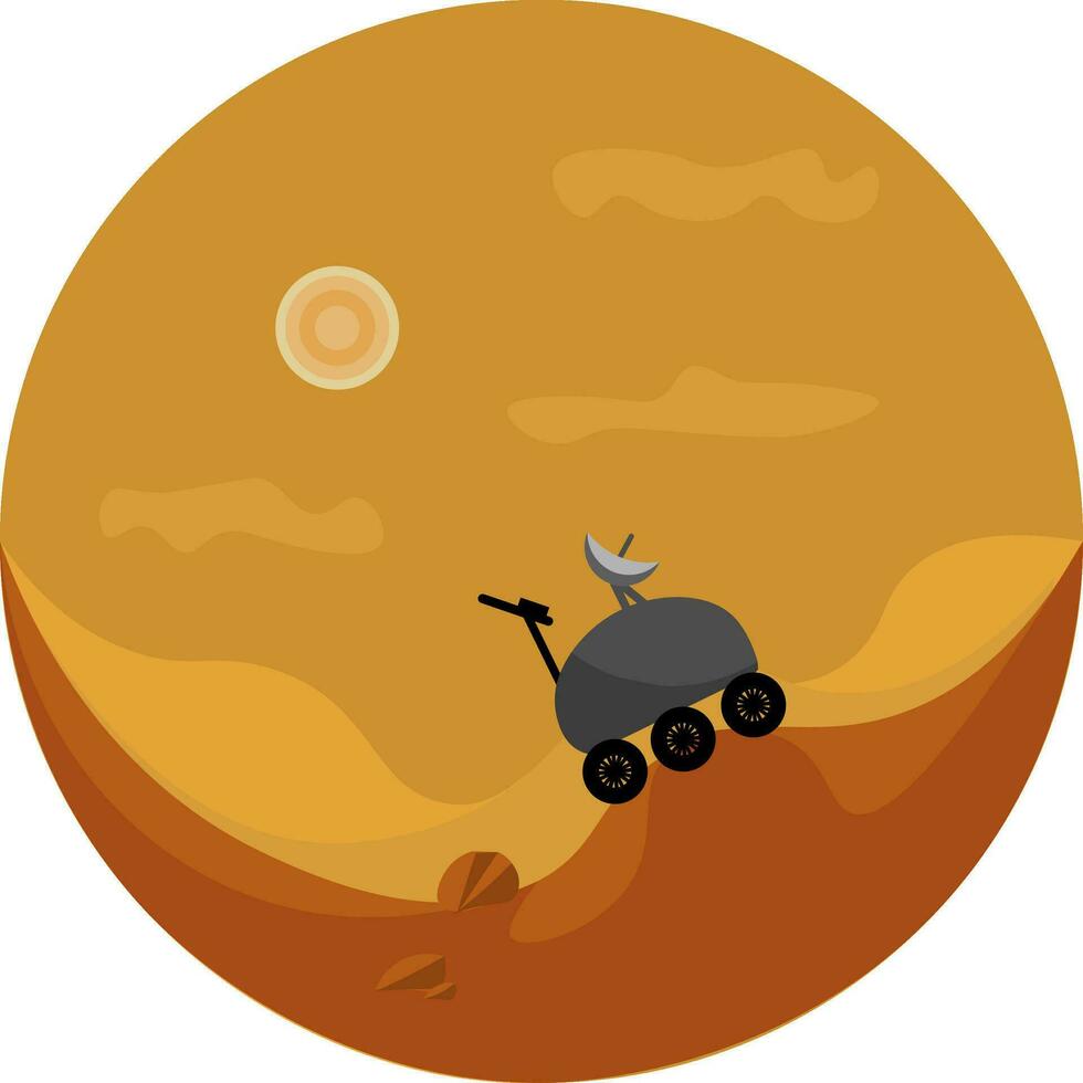 A mars rover on mars, vector or color illustration.